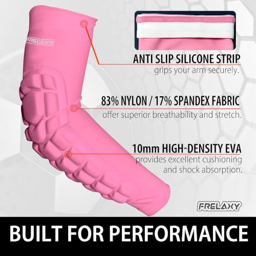 Frelaxy Elbow Pads, Padded Arm Sleeves for Volleyball and Football, 2 Pack - color: Pink, size: Medium