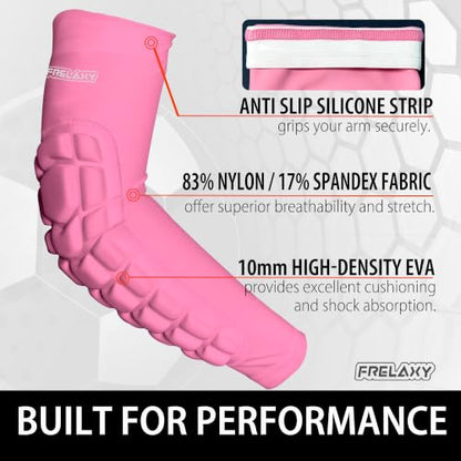 Frelaxy Elbow Pads, Padded Arm Sleeves for Volleyball and Football, 2 Pack - color: Pink, size: Medium