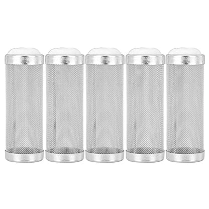Joyzan Aquarium Filter Inflow Inlet Mesh, Stainless Steel Intake Shrimp Guard Protector Cover Screen Metal Fish Tank Prefilter Tube Strainer Net Protecting Basket Media Accessory 16mm 5Pcs Silver