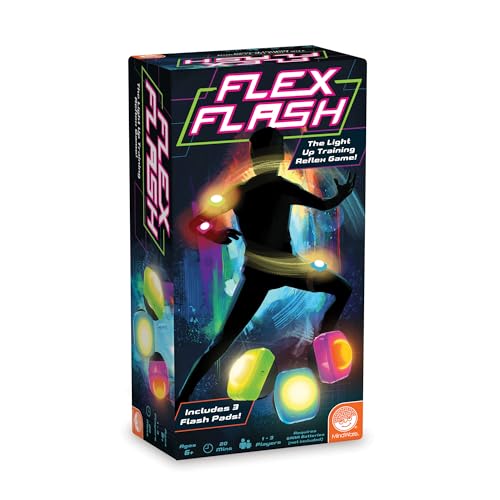 MindWare Flex Flash Reflex Training Game for Kids & Adults | Flex Flash Reflex Training Game. Includes 3 strap expanders and rules (requires 6 aaa batteries. Ages 6+.