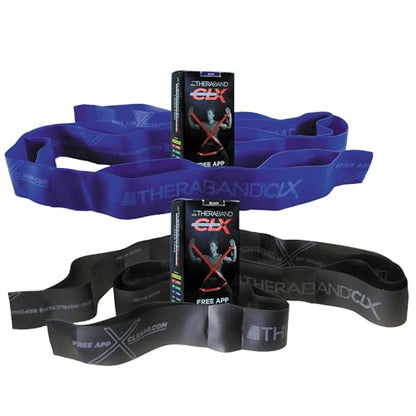 THERABAND CLX Resistance Band with Loops, Fitness Band for Home Exercise and Workouts - color: Blue/Black - Extra Heavy/Special Heavy