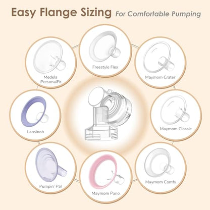 Maymom Pump Parts Compatible with Medela Symphony, 19mm Flange (Detachable Shield and Connector) Not Original Medela Symphony Replacement Pump Parts 45mL-Bottle Tube Cap Membrane Valve