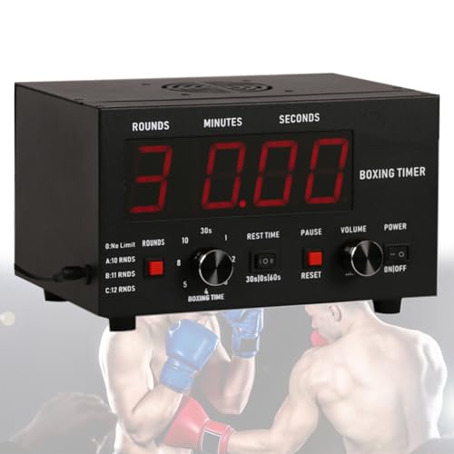 Professional Classic Boxing Interval Timer Selectable Training Time Cycle Repetitions Gym Interval Timer with Led Display and Adjustable Sound for Workout (Red)
