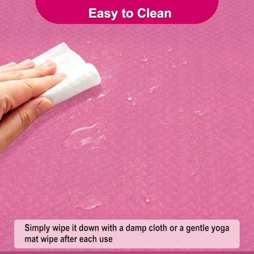 RINREA 72"x48" Extra Wide Yoga Mat, 8mm Thick Exercise Mat for Home Gym - color: Pink