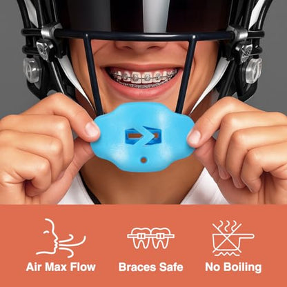 SLEEFS Classic Football Mouthguard with Removable Strap, No-Boil Design - color: Sky Blue, size: Adult