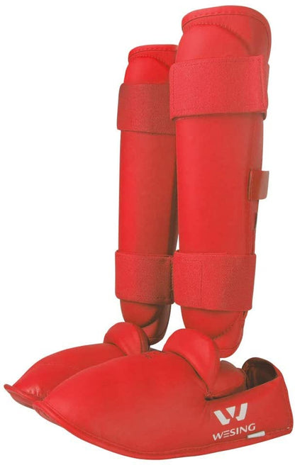 Wesing Karate Shin Instep Guard WKF Karate Shin Pad - color: Red, size: Small