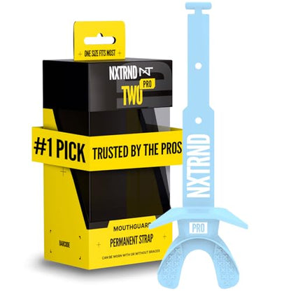 Nxtrnd Two Pro Football Mouth Guard, Permanent Strap, Fits Adult & Youth (Columbia Blue) - color: Columbia Blue Pro
