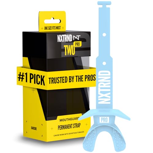 Nxtrnd Two Pro Football Mouth Guard, Permanent Strap, Fits Adult & Youth (Columbia Blue) - color: Columbia Blue Pro