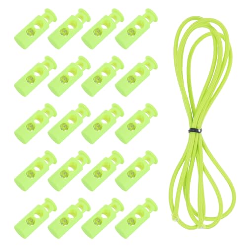 uxcell 25 Pcs Double Hole Cord Locks with 39Inch Elastic Shock Cord, Plastic Spring Toggle Stopper Clip with Stretch String for Shoelaces Drawstrings Paracord, Fluorescent Green - color: Fluorescent Green