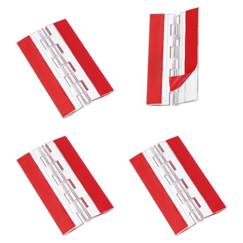 MECCANIXITY Small Acrylic Hinges Plastic Self-Adhesive Clear Hinge 75 x 45mm Continuous Piano Folding Hinges for Aquarium Lid Crafts Display Stand Pack of 4 Transparent - size: 75 x 45mm