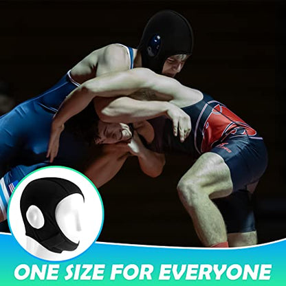2 Pcs Wrestling Hair Cover Cap Grappling Hair Cap Black Full Cover Wrestling Headgear with Chin and Open Ears for MMA BJJ Judo Women Men