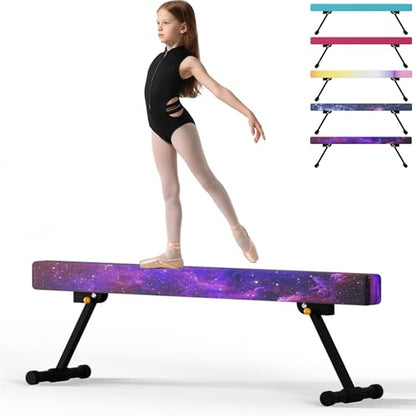 EL&IT·Wings 6/8ft Gymnastic Balance Beam,Adjustable High and Low Level Floor Beam - color: StarryPink, size: 6FT
