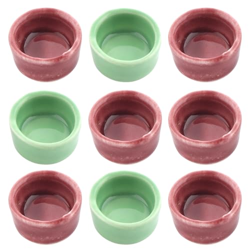 9 Pcs Tarantula Water Bowl Ceramic Mini Dish for Spider Tarantula Hermit Crab Terrarium Breeding Feeders (Colors May Vary)