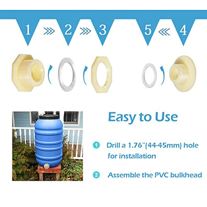 1" ABS Bulkhead Water Tank Connector Adapter Fitting with Plugs Thru-Bulk Pipe Fitting (Set of 4) - size: 1 Inch, style: Set of 4