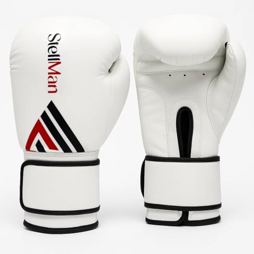 Boxing Gloves for Men & Women – Premium Synthetic Leather Training Gloves for Boxing, Kickboxing, Muay Thai, Sparring & Heavy Bag Work with Wrist Support – White - size: 10oz