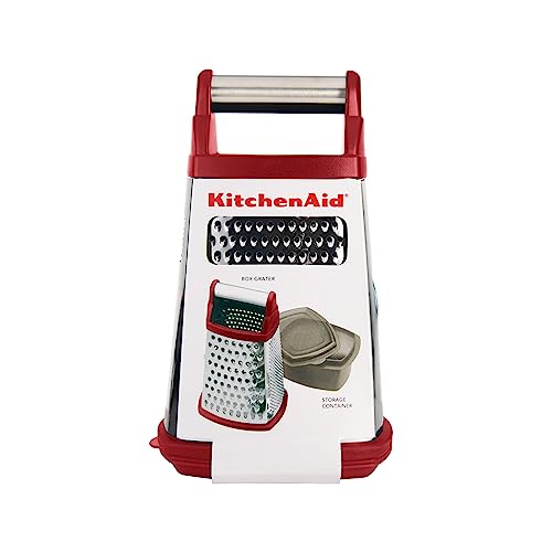 KitchenAid Gourmet 4-Sided Stainless Steel Box Grater with Detachable Storage Container - color: Red