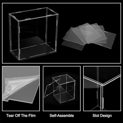 uxcell Acrylic Clear Display Case for Collectibles Self-Assemble Display Boxes, Black Base Dustproof Countertop Storage Box for Collectibles Action Figures, 7.9 x 3.9 x 7.9 Inch - size: 7.9 x 3.9 x 7.9 Inch