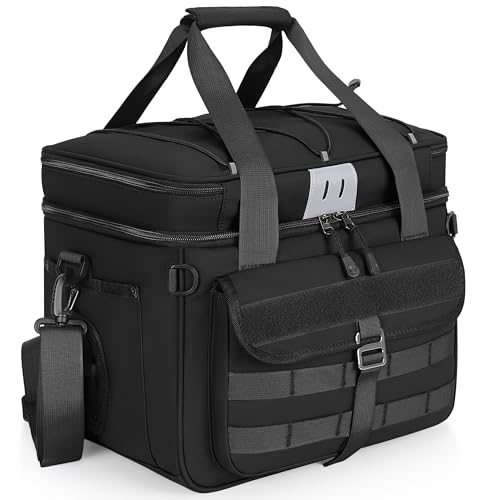 30L Large Fishing Tackle Bag, Waterproof Tackle Box Bag for Saltwater & Freshwater Fishing, Gear and Equipment Storage, Padded Shoulder Strap, Gift for Men, Black