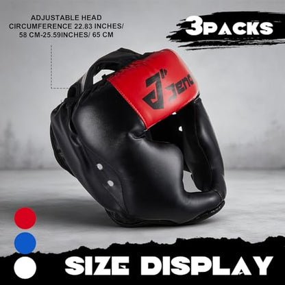 Jenaai 3 Pack Boxing Headgear for MMA, Kickboxing Muay Thai Sparring - color: Black