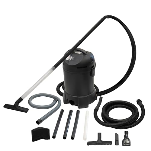 CleanSweep 1400 Pond Vacuum with a 13' Intake Suction Hose, 4 Extension Tubes, 3 Vacuum Nozzles, a 6.5 Foot Output Hose, and a Debris Collection Bag | 13 ft intake hose, 6.5 ft output hose, 4 extension tubes, 3 nozzles, Debris collection bag