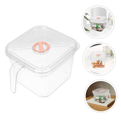 WOONEKY Transparent Small Fish Bowl with Lid and Handle Unbreakable Desktop Betta Aquarium for Easy Maintenance and Decoration for Desks Bookshelves and More