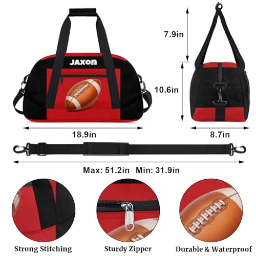 Personalized Boys Football Bag, American Football Bag, Black Red - color: Color 22