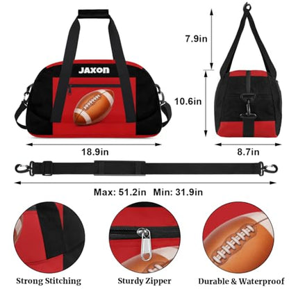 Personalized Boys Football Bag, American Football Bag, Black Red - color: Color 22
