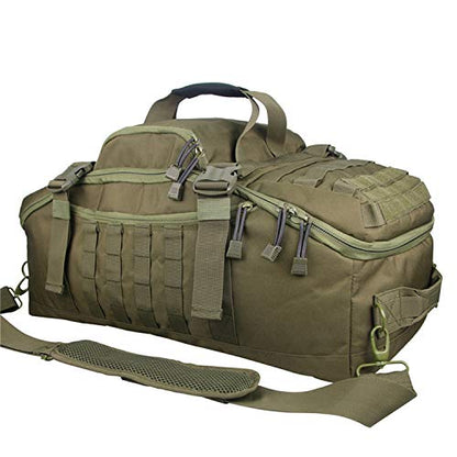 3 in 1 Tactical Travel Duffel Bag Backpack, Heavy Duty Gym Bag 85L,Green | Waterproof 600D nylon, internal collapsible dividers, weekend overnight travel, gym workout,military bag,(27x14x11)In - color: Green, size: 85L,(27x14x11)Inches