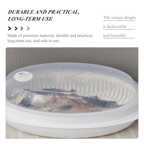 Microwave Fish Steaming Plate with Cover, White Food Steamer Plate for Whole Fish, Fast Heat Transfer and Moisture Retention, Microwave-Safe Kitchen Steamer for Healthy Cooking