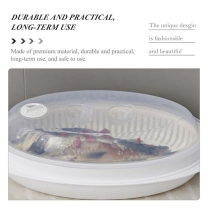 Microwave Fish Steamer with Lid, White Food-grade Steamed Fish Plate, Fast Heat Transfer and Moisture Locking, Professional Kitchen Gadget for Healthy Cooking
