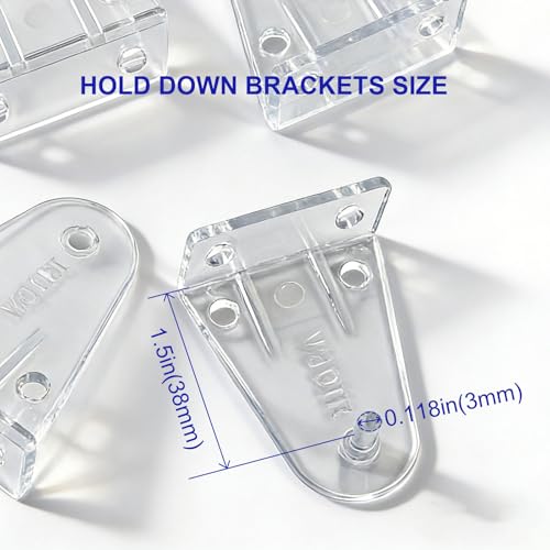 2 Inch Hold Down Brackets, Clear Plastic Blinds Bottom Rail Hold Clips Replacement Blind Parts with Install Screws for Horizontal Blinds Shades Window Doors (4 Pack )
