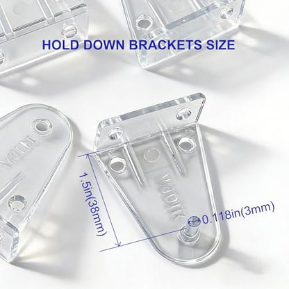 2 Inch Hold Down Brackets, Clear Plastic Blinds Bottom Rail Hold Clips Replacement Blind Parts with Install Screws for Horizontal Blinds Shades Window Doors (4 Pack )