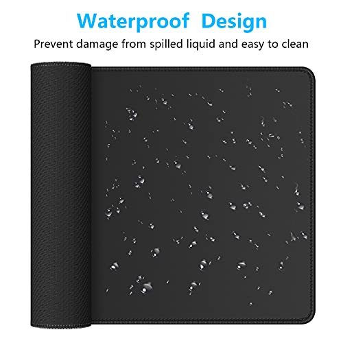 Dapesuom Large Mouse Pad, Extended Gaming Mouse Mat with Stitched Edges, Full Size Desk Mats with Non-Slip Base, Computer Big Desktop Keyboard Pad for Gamer, Laptop, Office, 23.6 x 11.8 in, Jet Black - color: Jet Black, size: 23.6L x 11.8W inches