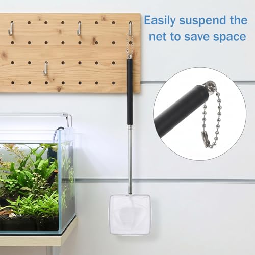 2 Pack Small Fish Nets for Fish Tank 2" Tiny Aquarium Net 2 Inch Shrimp Net with Extendable Stainless Steel Handle