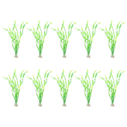 Kisangel 10pcs Artificial Fish Tank Plants Resin Underwater Kelp Grass Aquarium Landscape Decor Green for Freshwater Aquariums