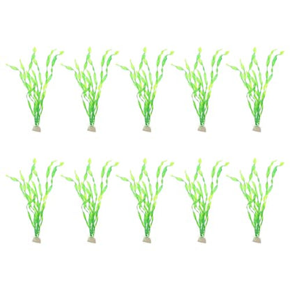 Kisangel 10pcs Artificial Fish Tank Plants Resin Underwater Kelp Grass Aquarium Landscape Decor Green for Freshwater Aquariums