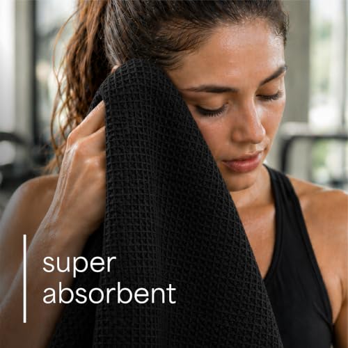 S&T INC. Microfiber Gym Towels, 6 Pack, 16" x 27" - color: Honeycomb Black