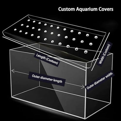 Acrylic Aquarium Anti-Jumping Lid Cover with Feeding Ventilation Hole, Clear Custom Fish Tank Top Cover Acrylic Grid Panel, for Aquarium Home - size: 51x21.5cm/20.1x8.5inch