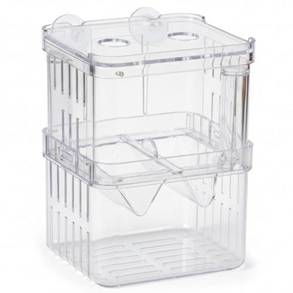 Aquarium Breeder Box, Breeder Box for Fish Tank 2 Layer Transparent Aquarium with Sucrion Cups Plastic Fish Breeding Boxes for Small Shrimp Clown Guppies