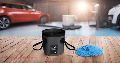 BANCHELLE Collapsible Bucket Water Container Portable Folding Camp Wash Basin for Outdoor Traveling Hiking Fishing Car Washing Gardening Camping 2 PCS - color: Black