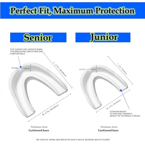 6-Pack Sports Mouthguard with Case Kids Youth Boil Bite Slim Fit Soft Girls Boys Football Lacrosse Basketball Boxing Soccer Taekwondo MMA Size Adult Age Above 11.