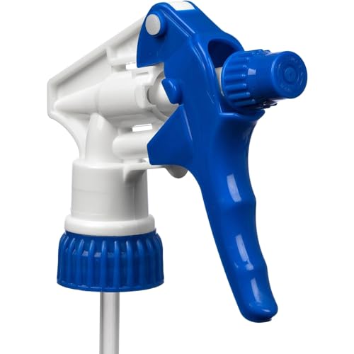 Heavy Duty Universal Trigger Sprayer Replacement for 32 oz Sprayer Bottles, 9 1/4" Dip Tube, 28-400 Neck Finish - 6 Pack (Blue)