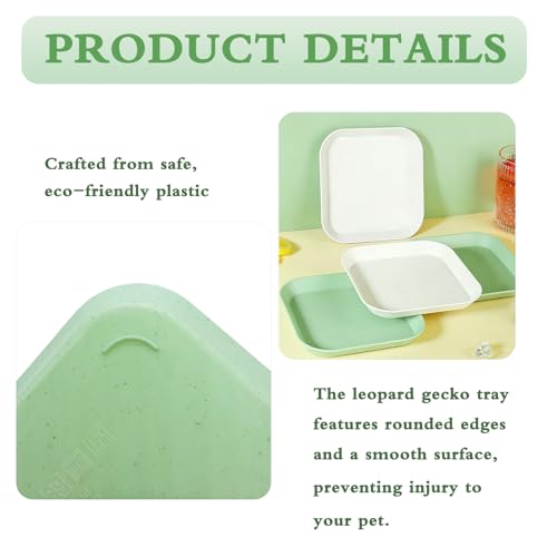 4 Pcs Leopard Gecko Potty Pad, Reptile Lizard Gecko Latrine Trays, Leopard Gecko Tray for Lizard Reptile Gecko (Green and Beige)