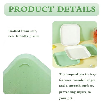 4 Pcs Leopard Gecko Potty Pad, Reptile Lizard Gecko Latrine Trays, Leopard Gecko Tray for Lizard Reptile Gecko (Green and Beige)