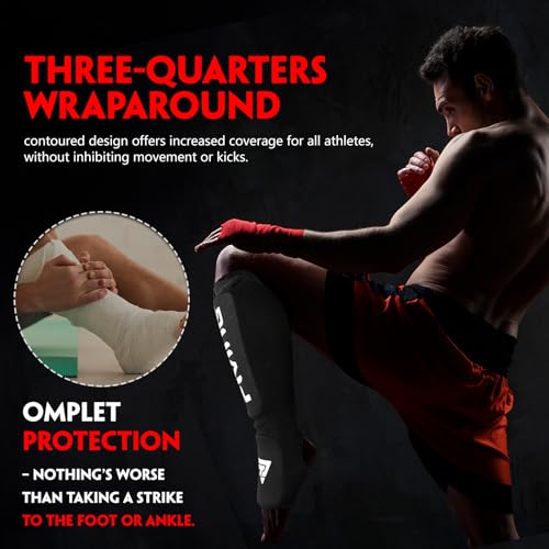 Elastic Cloth Shin Guards for MMA, Muay Thai and Kickboxing - color: Black/White, size: Small