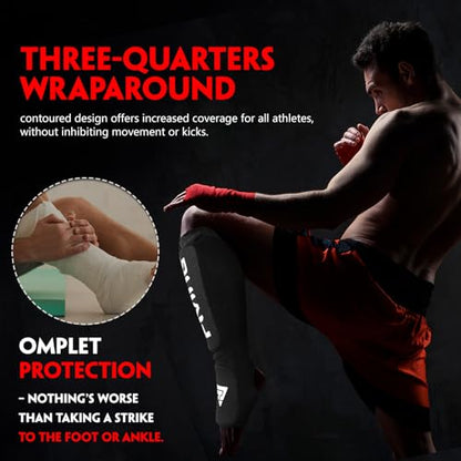 Elastic Cloth Shin Guards for MMA, Muay Thai and Kickboxing - color: Black/White, size: Small