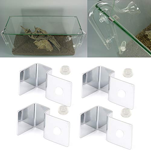 4Pcs Aquarium Cover Clip, Fish Glass Covers Clips Stainless Steel Material Aquarium Glass Cover Support Bracket Universal Lid Clips for Rimless Tanks(10mm)