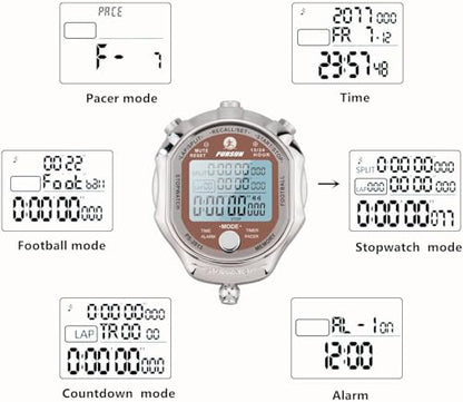 Stopwatch Timer, Digital Stop Watch with 0.01second & 0.001second Timing, Metal 10/100/400 Laps Memory, Rolilink Large dispaly Alarm Clock for Coach Sports Running Marathon - color: 100 Lap-metal