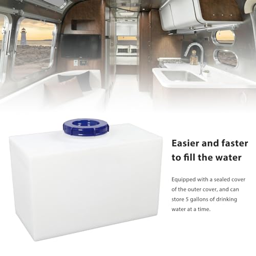 5 Gallon Fresh Water Holding for RV, Food Grade LLDPE Water Storage Container Portable for Trailer Boat Yacht, 15.75 x 9.84 x 7.87in