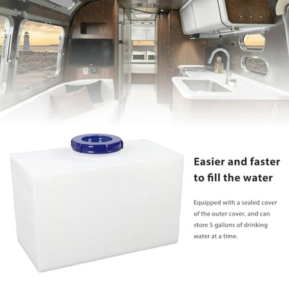 5 Gallon Fresh Water Holding for RV, Food Grade LLDPE Water Storage Container Portable for Trailer Boat Yacht, 15.75 x 9.84 x 7.87in